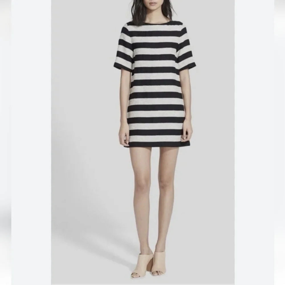 Alice & Olivia Mini Dress Black White Stripes Size 0 - Picture 2 of 13